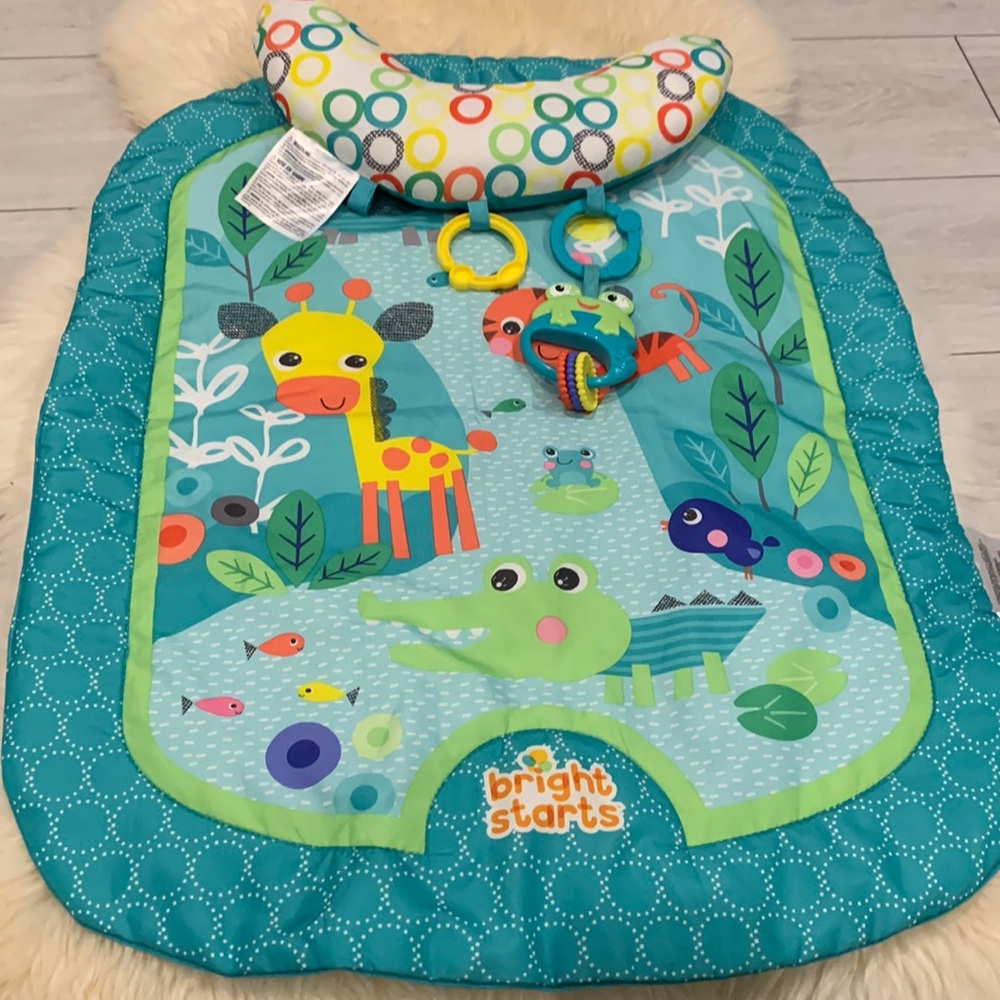 Bright Stars Play mat for Babies with Pillow for Tummy Time and Toys